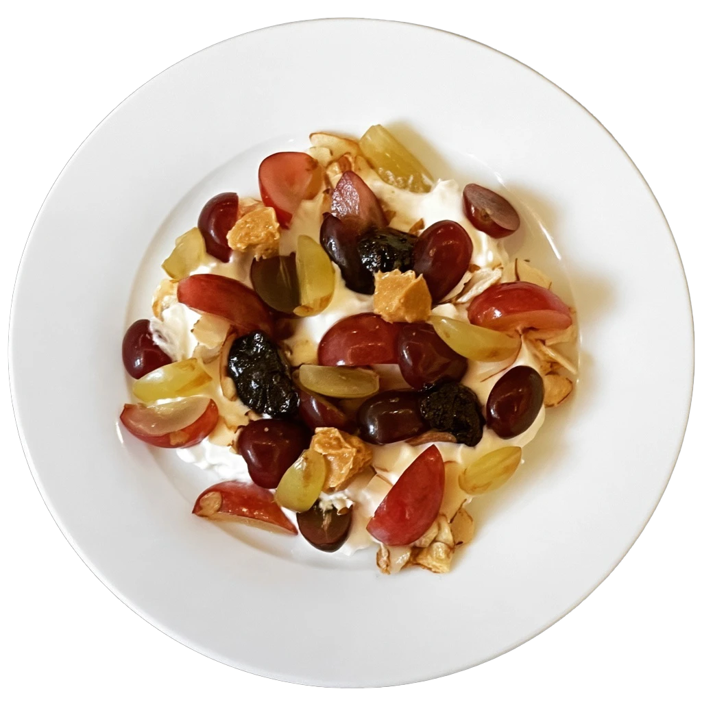 Yogurt plate menu: mix grapes & peanut butter